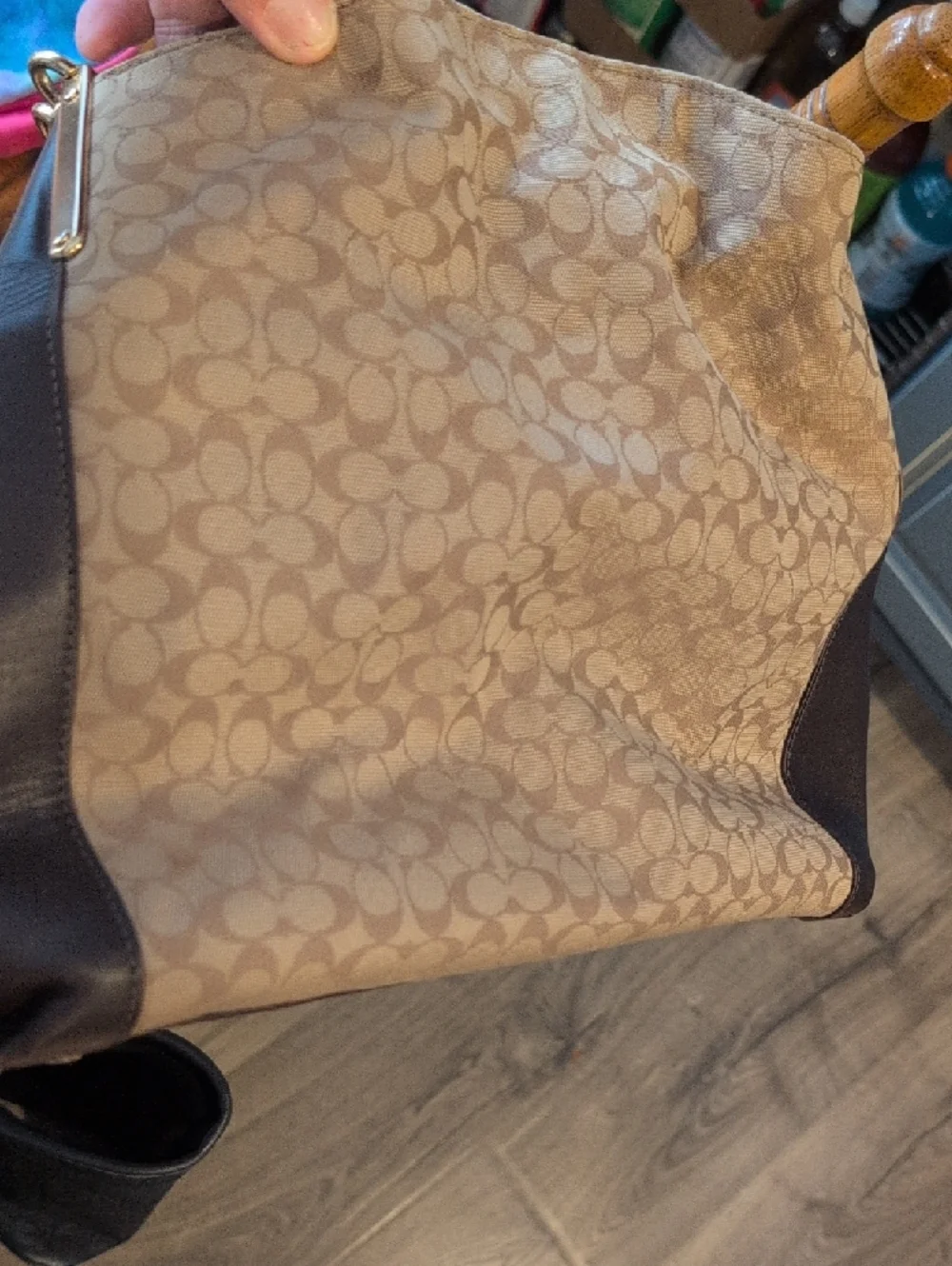 Michael Kors Beige & Tan MK Logo Messenger Bag - Picture 8 of 8